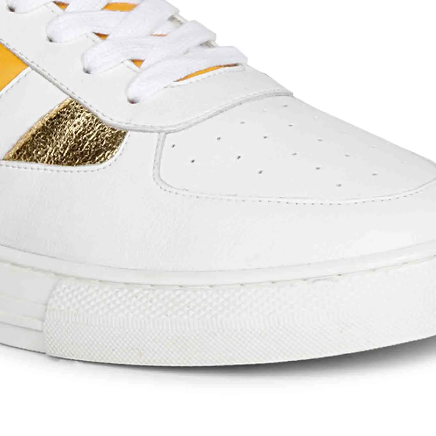 Saint Felix Unisex White & Yellow Leather Sneakers