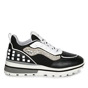 Saint Ginevra White Black Grey Leather Sneakers