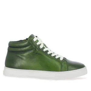 Saint Lamberto Green Leather Handcrafted Sneakers.