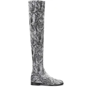 Saint Lelia Grey Stretch Fabric Above The Knee Boots