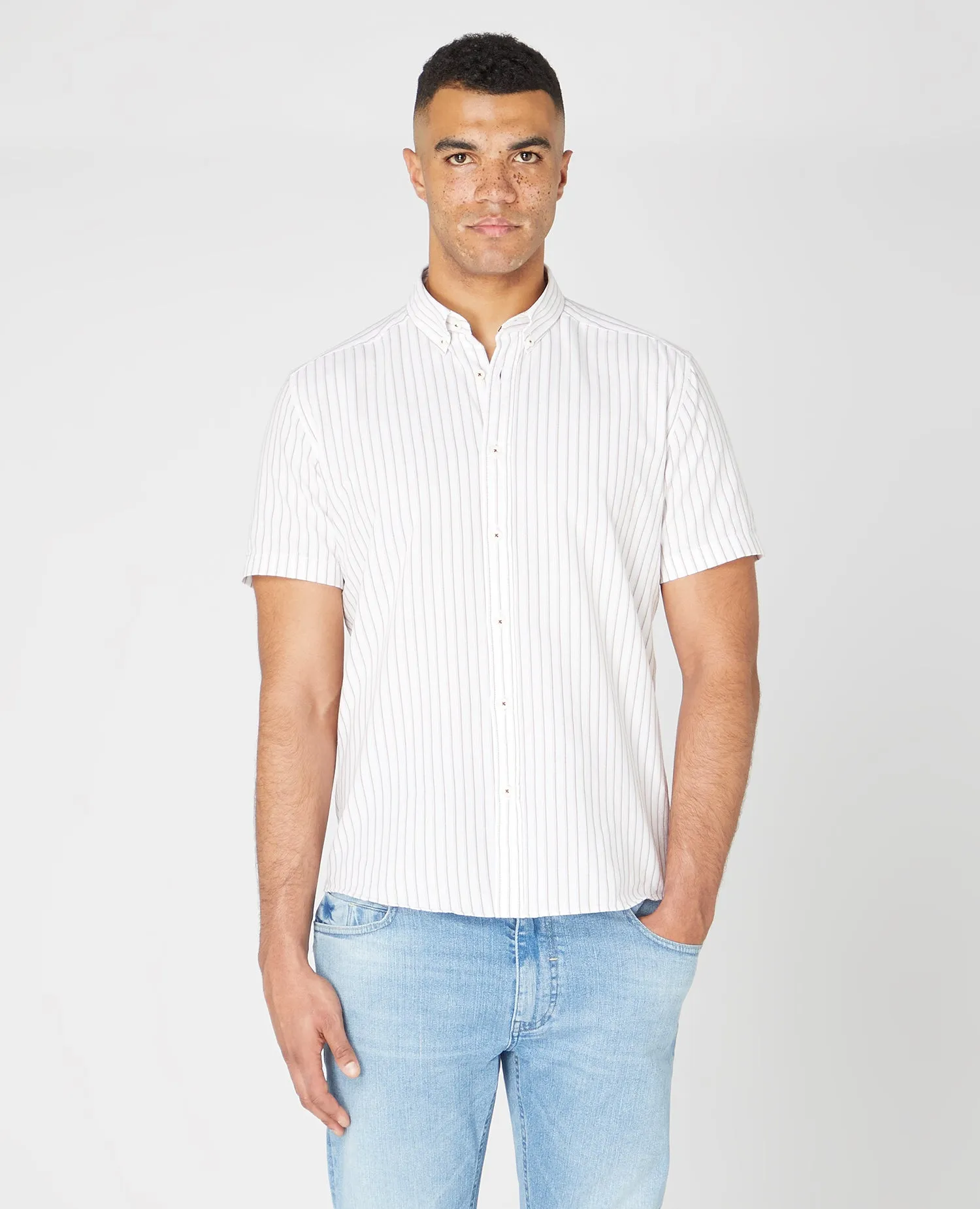 Slim Fit Oxford Cotton Short Sleeve Shirt