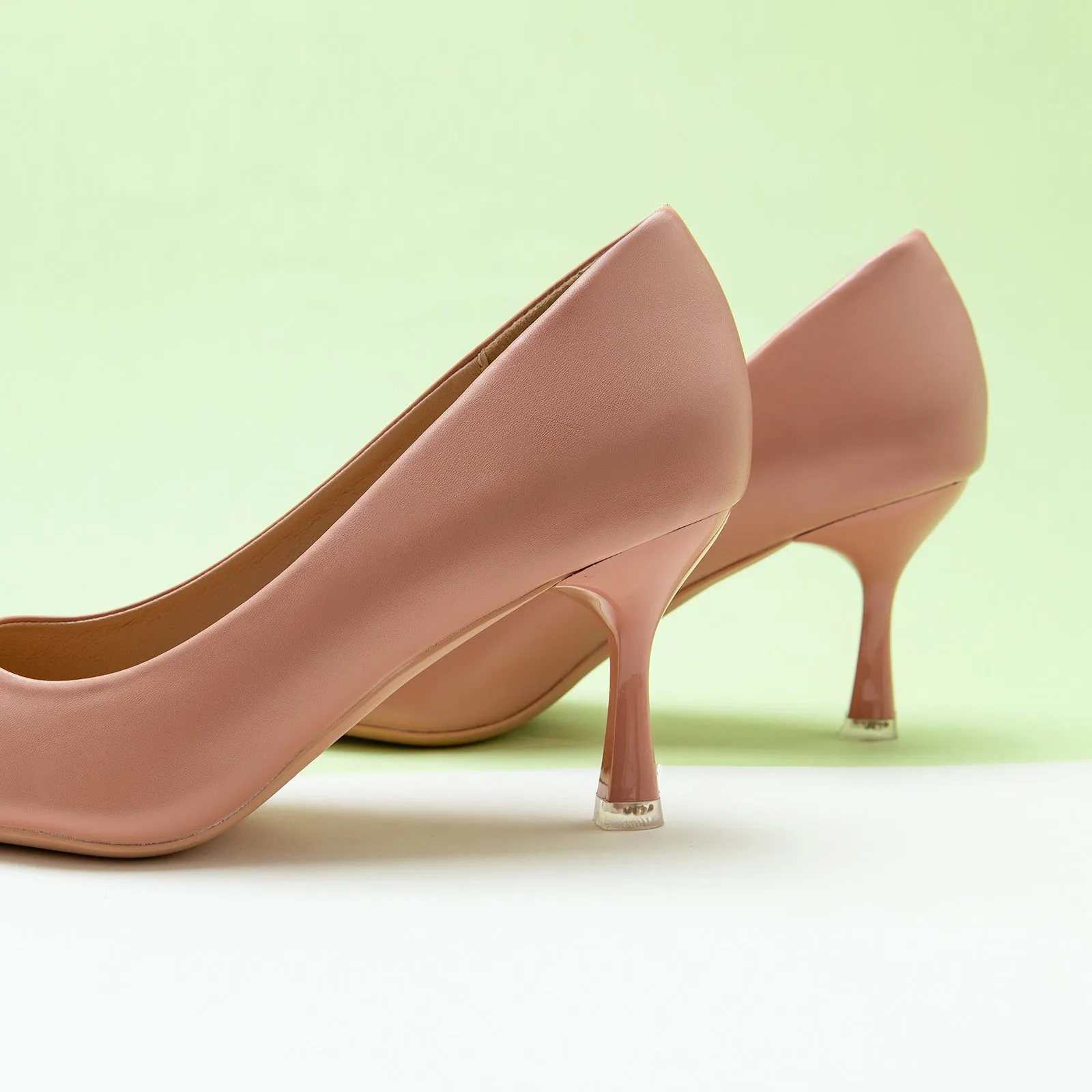 Stacked Metal Buckle Pumps (Olivia) Pink