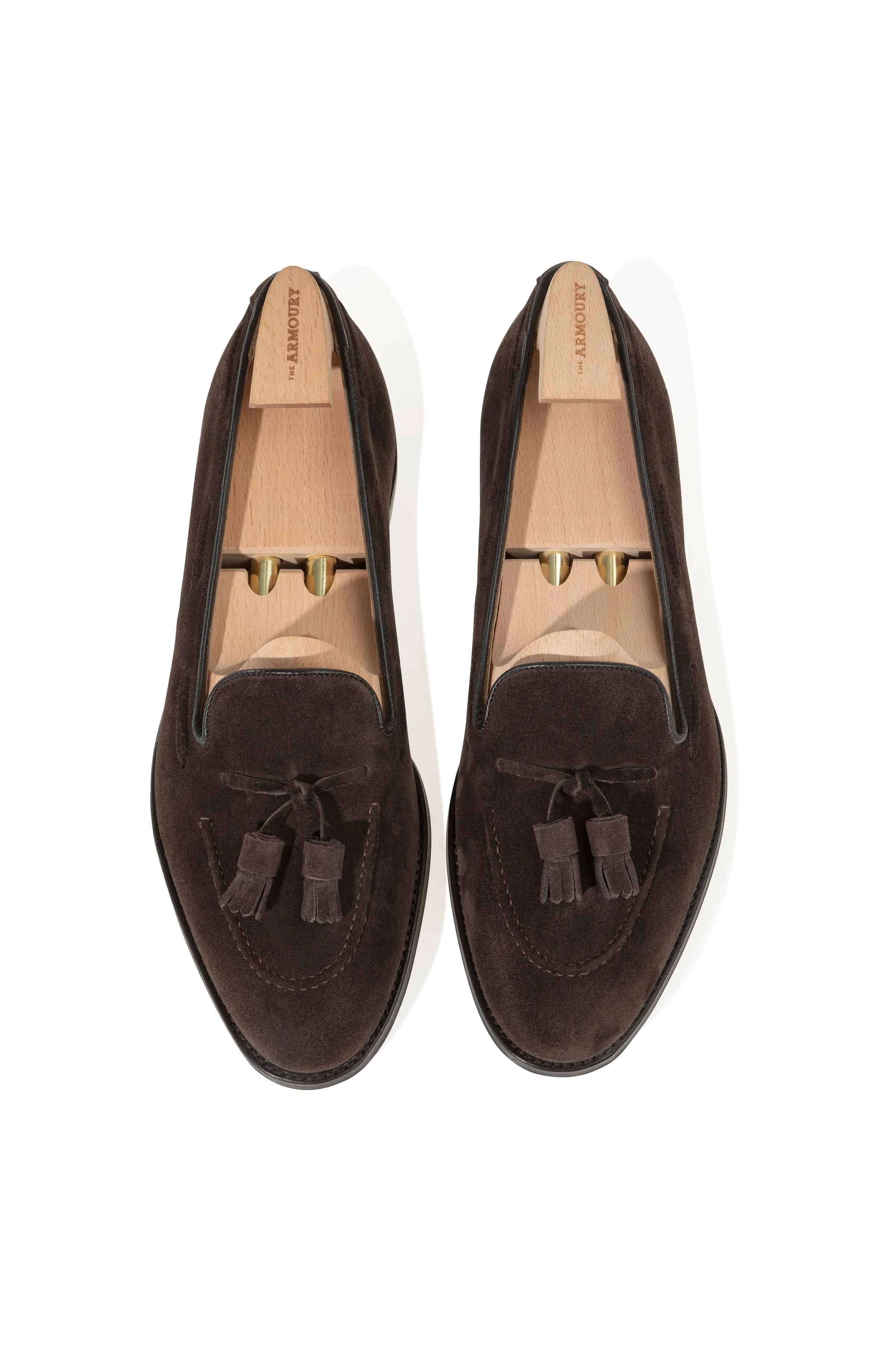 The Armoury Hudson Chocolate Suede Tassel Loafers *factory seconds*