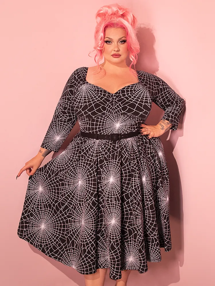 Wicked Swing Dress in Vintage Spiderweb Print - Vixen by Micheline Pitt