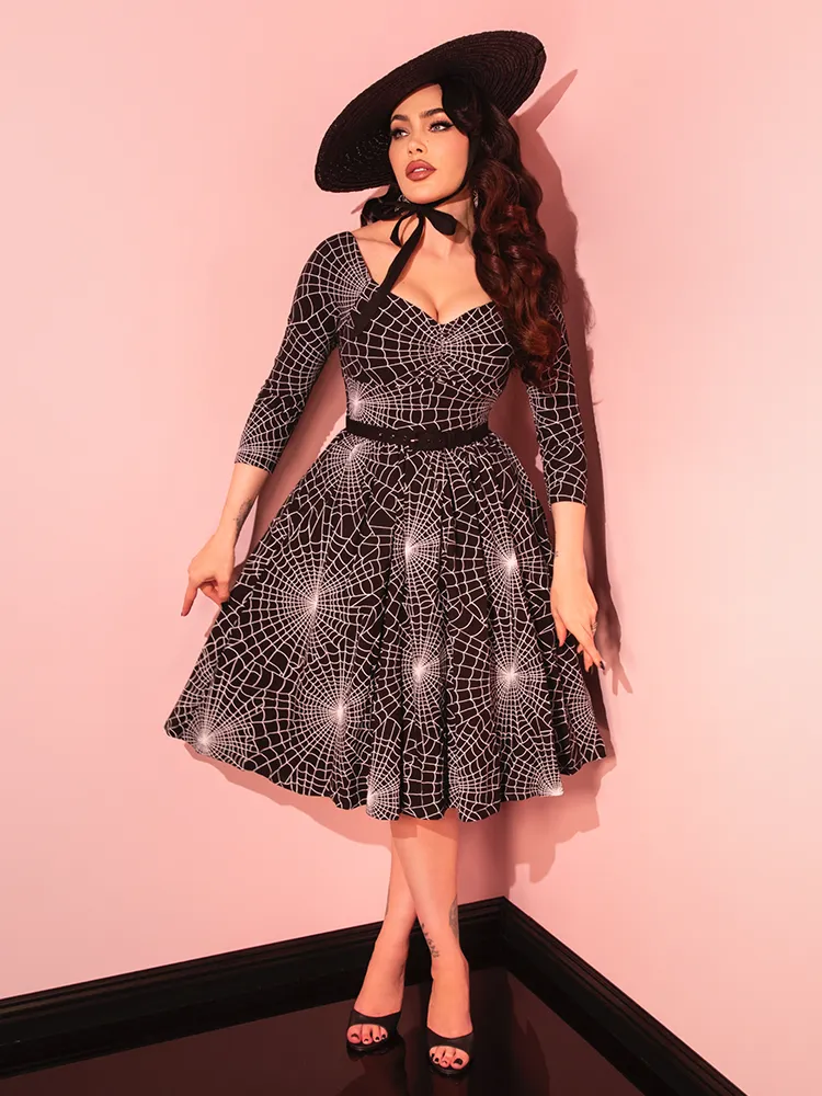 Wicked Swing Dress in Vintage Spiderweb Print - Vixen by Micheline Pitt